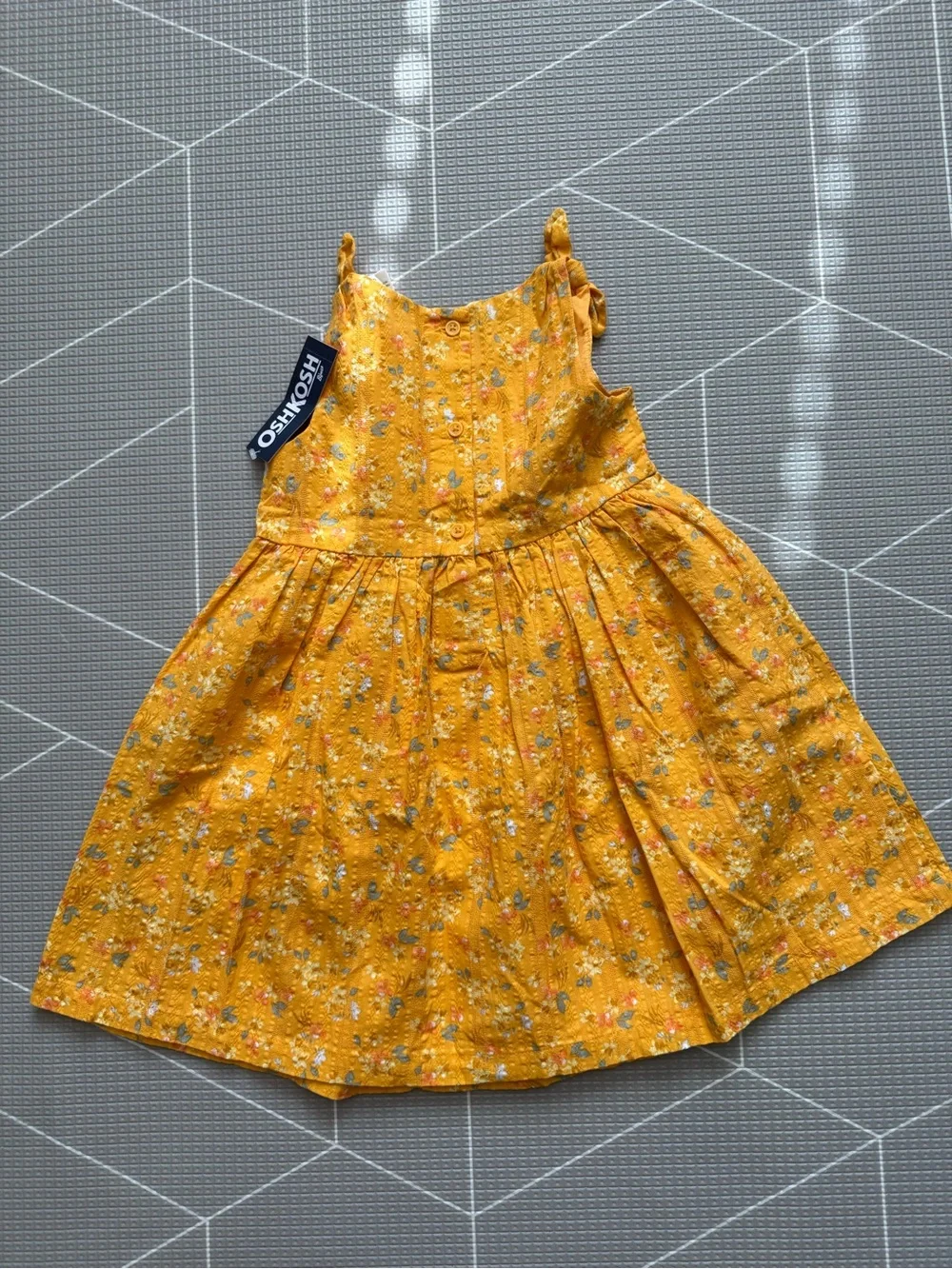 Osh kosh|Baby Girl/toddler Mustard Yellow Floral Tie-Shoulder Sundress•••NWT 3T